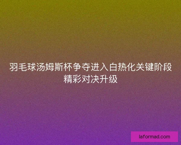 羽毛球汤姆斯杯争夺进入白热化关键阶段精彩对决升级