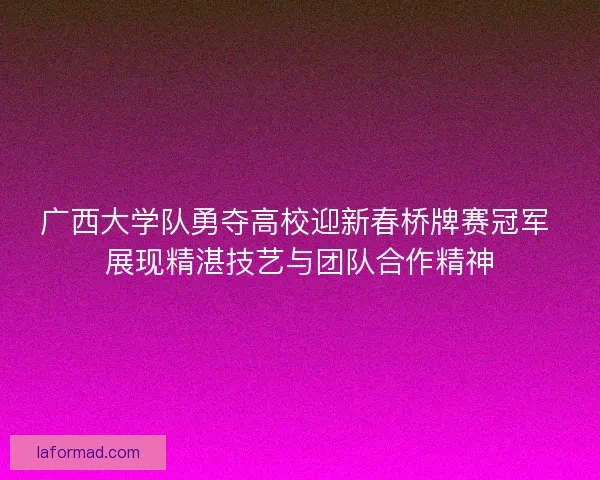 广西大学队勇夺高校迎新春桥牌赛冠军 展现精湛技艺与团队合作精神