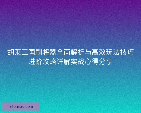 胡莱三国刷将器全面解析与高效玩法技巧进阶攻略详解实战心得分享