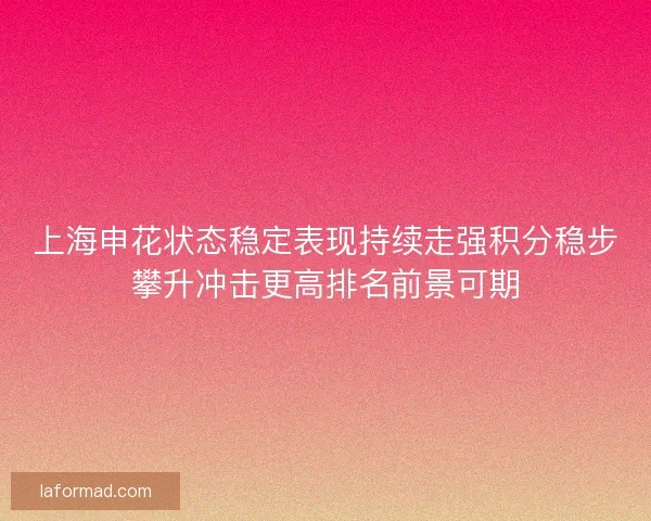上海申花状态稳定表现持续走强积分稳步攀升冲击更高排名前景可期